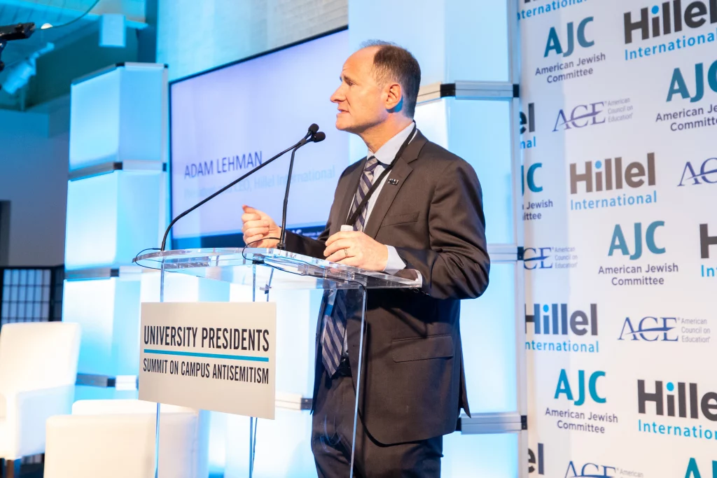 Hillel International President and CEO Adam Lehman speaks at the University Presidents Summit on Campus Antisemitism